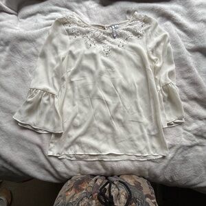 Elle Cream Lace Chemise with Floral Detailing